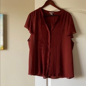 H&M pleated flowy chiffon top